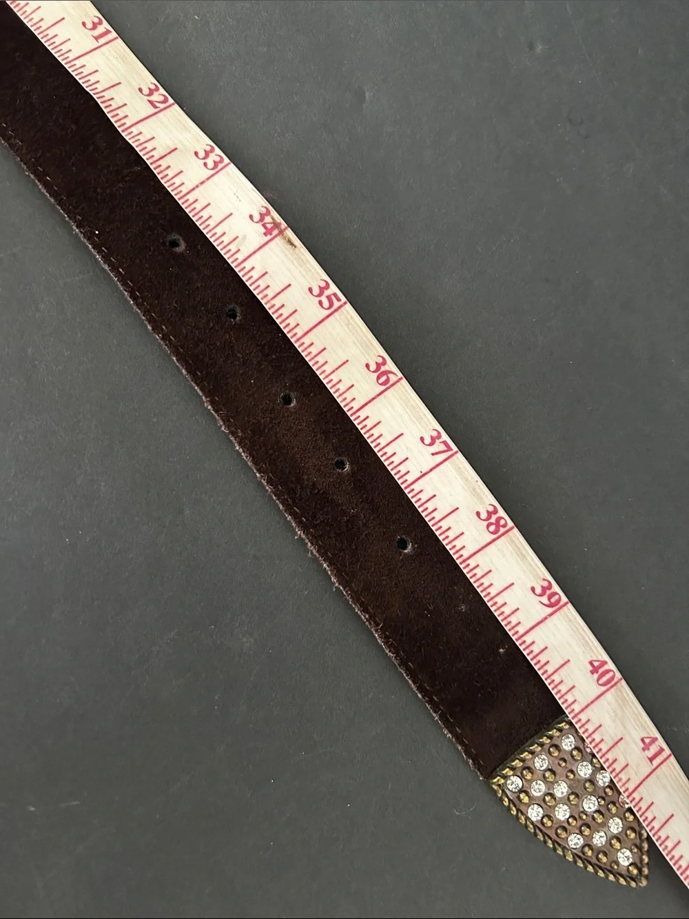 Jennifer Behr Brown Suede Belt with Crystal-Encrusted Buckle